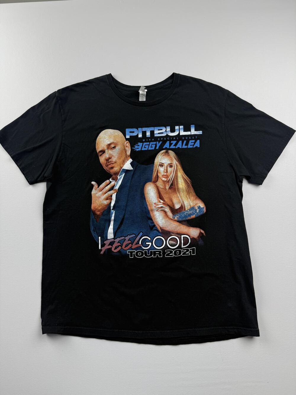 Pitbull Iggy Azalea Fruit Of The Loom Shirt Mens XL Black Tour Graphic Tee 2021